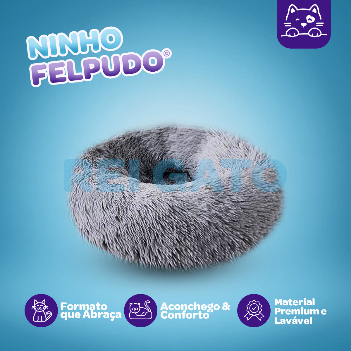 Cama Pet Fofa com Fundo Impermeável - REI GATO©️ + Brinde Exclusivo