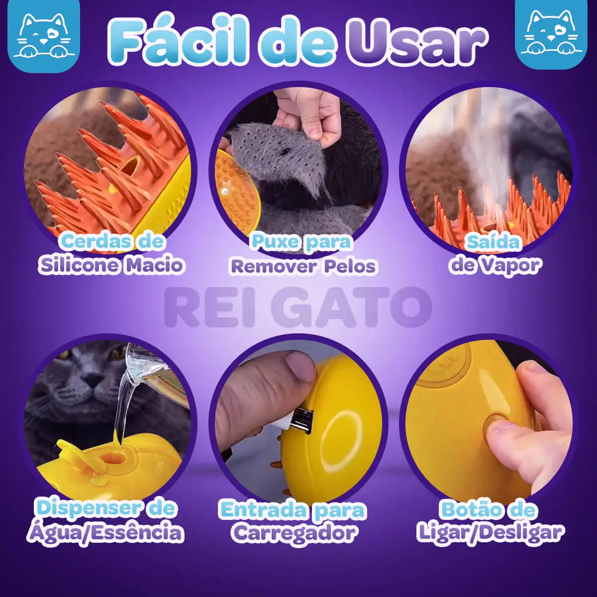 Escova Spa® de Gato 3 em 1 para Banho