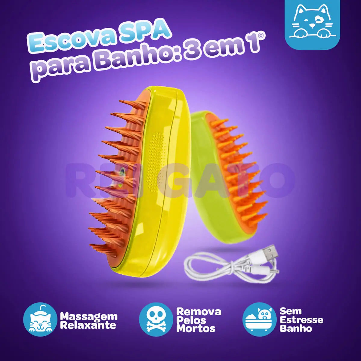 Escova Spa® de Gato 3 em 1 para Banho