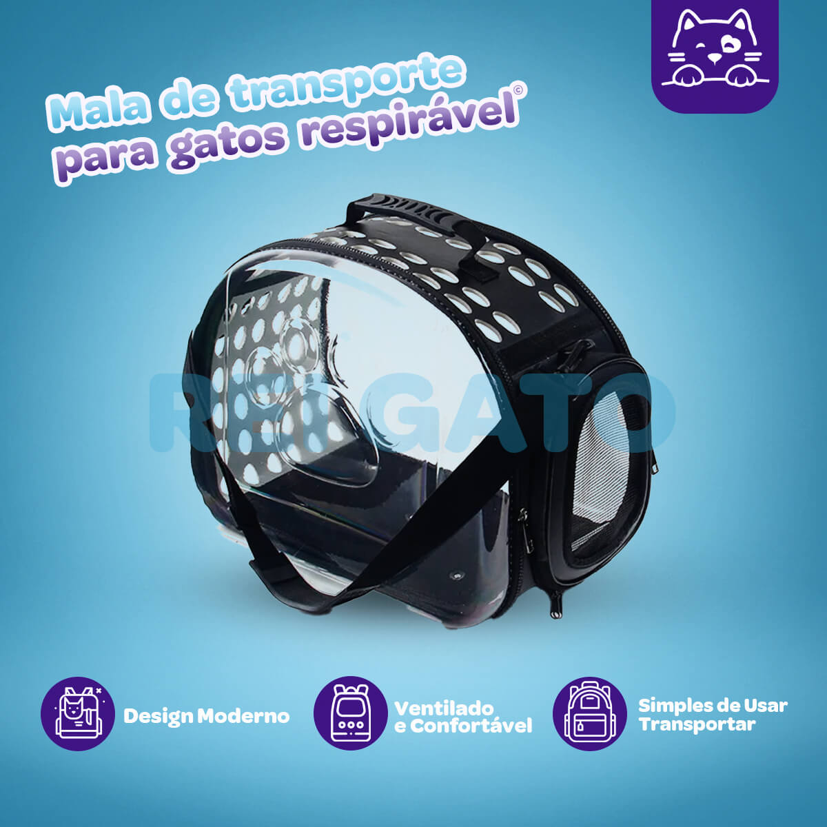 Mala de Transporte para Gatos Respirável - Rei Gato©