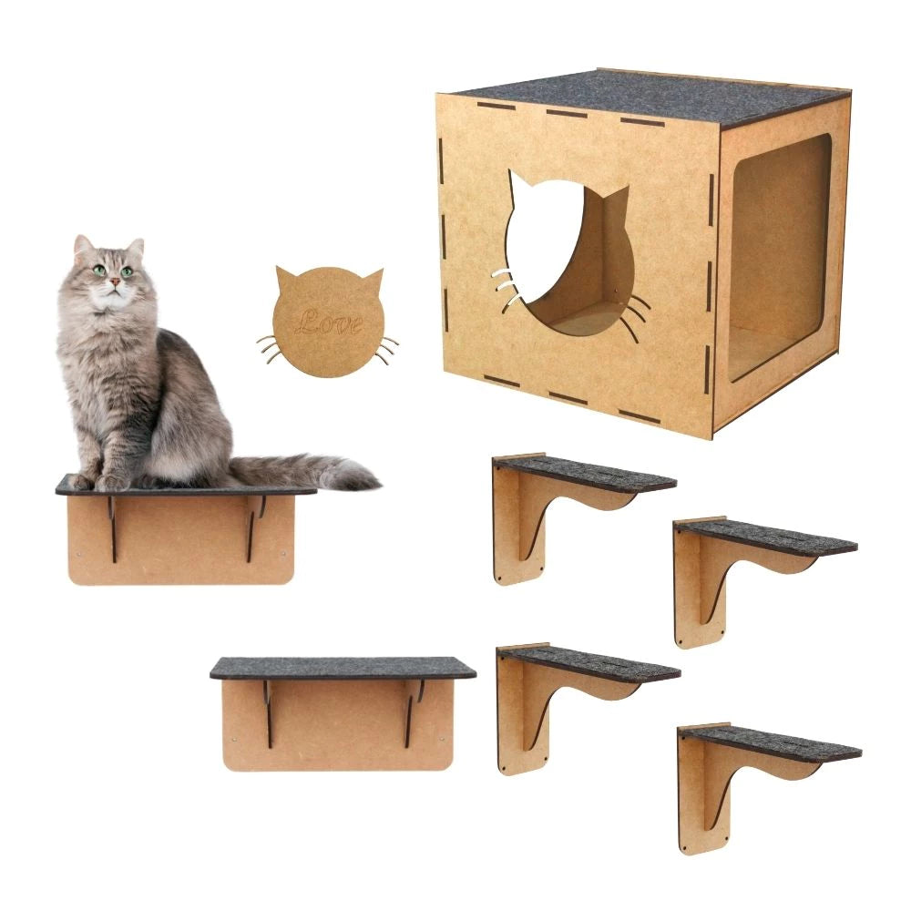 Playground para Gato com 7 Peças (Fácil Instalação)
