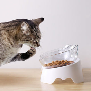 Comedouro Duplo Ergonômico Para Gatos - REI GATO©️ + Brinde Exclusivo