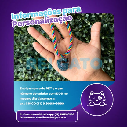 Coleira Personalizada + Plaquinha de identificação - Edição Limitada - Rei Gato©